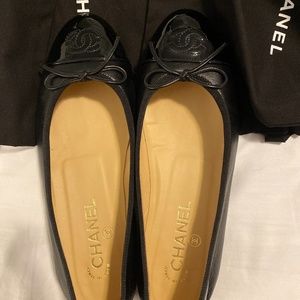 Chanel Lambskin Black Flats